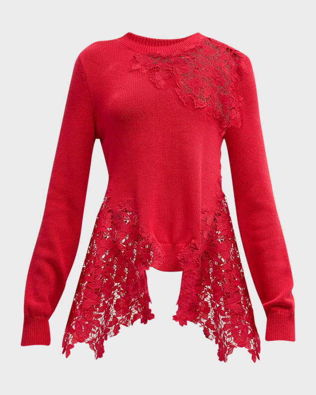 Gardenia Lace Insert Knit Sweater